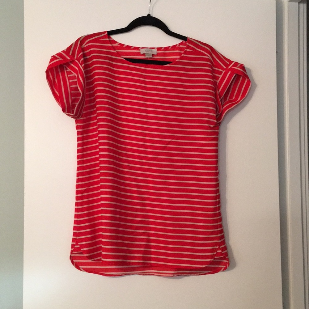 Red and white stripe blouse